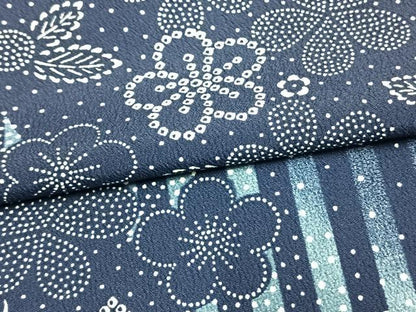 平和屋着物▽小紋　単衣　道長花文　洗える着物　AAAW1752fy