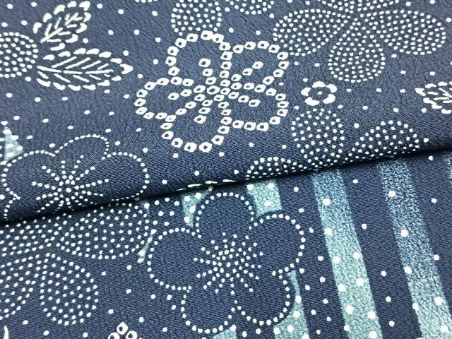 平和屋着物▽小紋　単衣　道長花文　洗える着物　AAAW1752fy