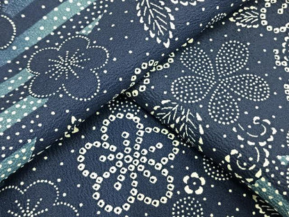 平和屋着物▽小紋　単衣　道長花文　洗える着物　AAAW1752fy