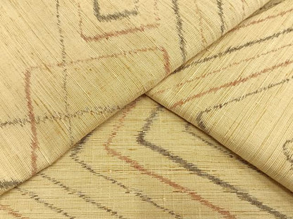 平和屋着物▽上質な紬 単衣 幾何学文様 正絹 逸品 未使用 AAAW1753fy