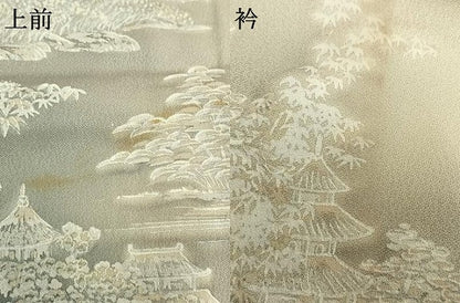 平和屋着物▽上質な小紋 単衣 風景文 暈し染め 正絹 逸品 AAAW1754fy