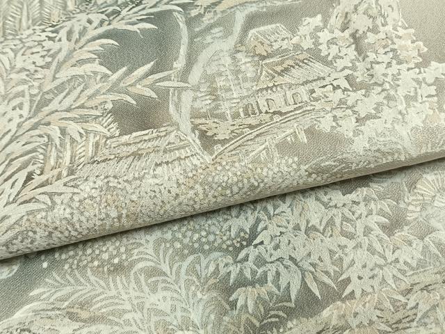 平和屋着物▽上質な小紋 単衣 風景文 暈し染め 正絹 逸品 AAAW1754fy
