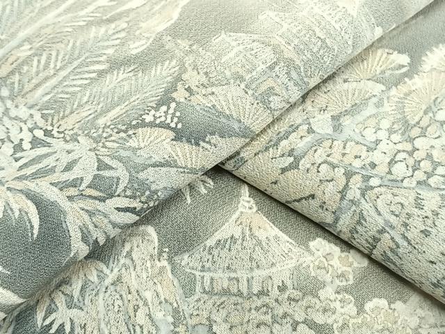 平和屋着物▽上質な小紋 単衣 風景文 暈し染め 正絹 逸品 AAAW1754fy