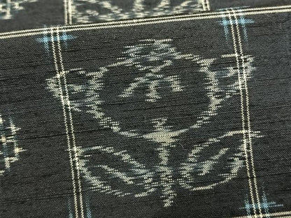 平和屋着物▽上質な紬 単衣 草花文 正絹 逸品 AAAW1756fy