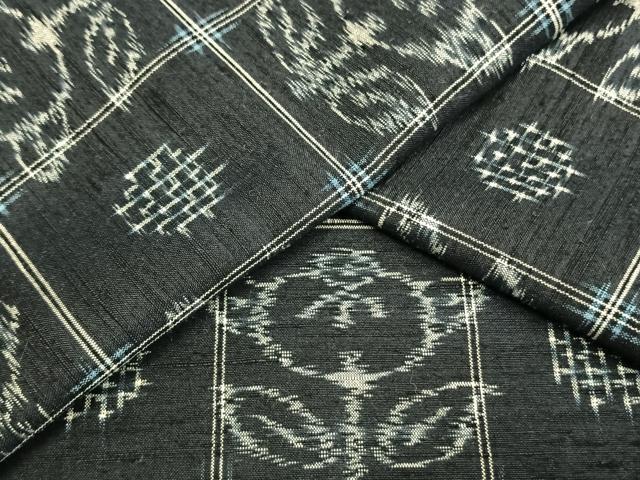 平和屋着物▽上質な紬 単衣 草花文 正絹 逸品 AAAW1756fy