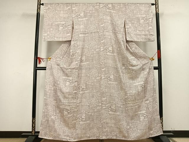 平和屋着物▽上質な小紋 単衣 雲取り几帳文 正絹 逸品 AAAW1759fy