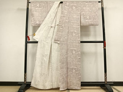 平和屋着物▽上質な小紋　単衣　雲取り几帳文　正絹　逸品　AAAW1759fy