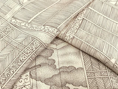 平和屋着物▽上質な小紋　単衣　雲取り几帳文　正絹　逸品　AAAW1759fy