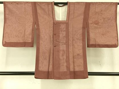 平和屋着物▽道行コート スリーシーズン 春夏秋 塵除け 紗袷 紗×紗 草花文 金彩 正絹 逸品 AAAW1760fy