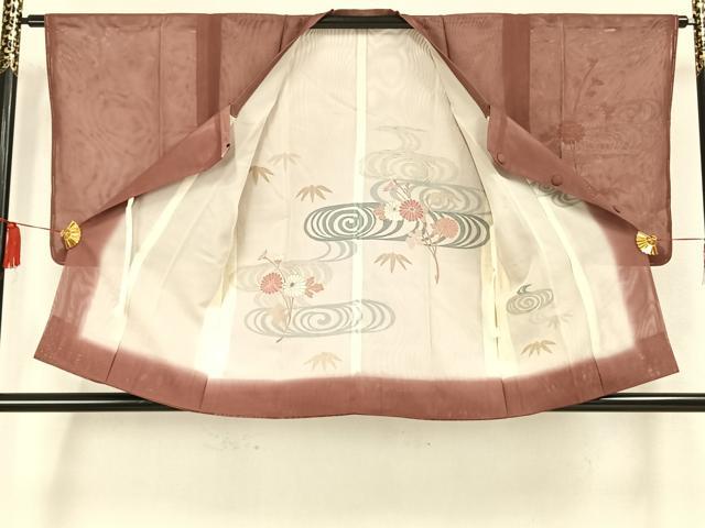 平和屋着物▽道行コート スリーシーズン 春夏秋 塵除け 紗袷 紗×紗 草花文 金彩 正絹 逸品 AAAW1760fy