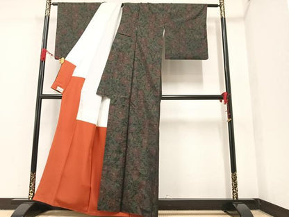 平和屋着物●本場大島紬 草花文 やまと誂製 正絹 逸品 AAAW1808ph