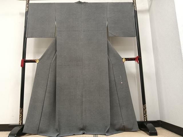 平和屋着物●伝統工芸士 砂川健一 江戸小紋 大小あられ 黒地 正絹 逸品 AAAW1813ph