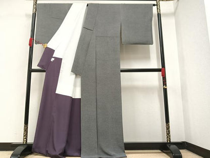 平和屋着物●伝統工芸士 砂川健一 江戸小紋 大小あられ 黒地 正絹 逸品 AAAW1813ph