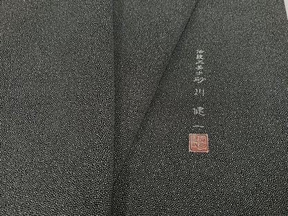平和屋着物●伝統工芸士 砂川健一 江戸小紋 大小あられ 黒地 正絹 逸品 AAAW1813ph
