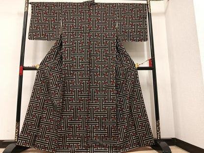 平和屋着物●本場大島紬　龍郷絣　秋名バラ　正絹　逸品　未使用　AAAW1818ph