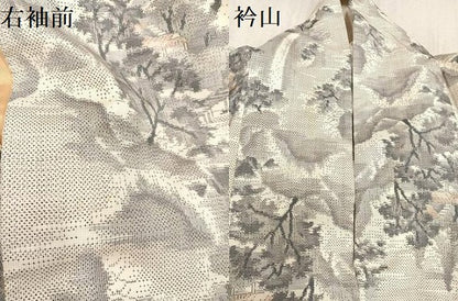 平和屋着物●本場大島紬 白大島 総絣 風景樹林文 正絹 逸品 AAAW1822ph