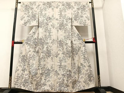 平和屋着物●本場大島紬 白大島 総絣 風景樹林文 正絹 逸品 AAAW1822ph
