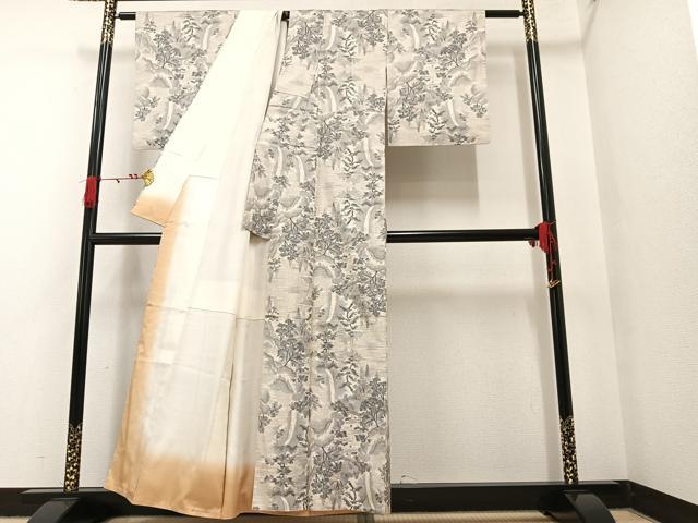 平和屋着物●本場大島紬 白大島 総絣 風景樹林文 正絹 逸品 AAAW1822ph