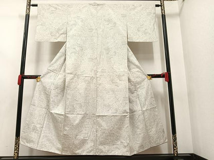 平和屋着物●本場大島紬 白大島 9マルキ 130亀甲 風景樹林文 正絹 逸品 AAAW1835ph