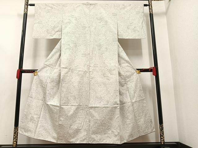 平和屋着物●本場大島紬 白大島 9マルキ 130亀甲 風景樹林文 正絹 逸品 AAAW1835ph