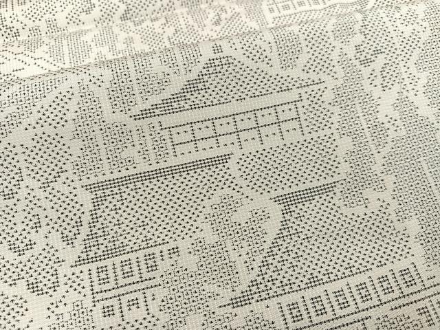 平和屋着物●本場大島紬 白大島 9マルキ 130亀甲 風景樹林文 正絹 逸品 AAAW1835ph
