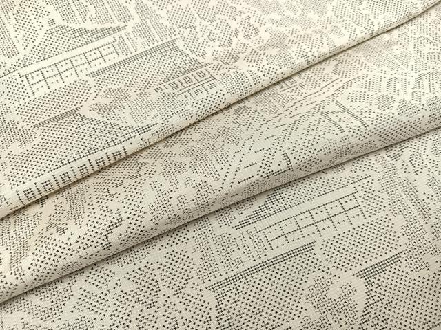 平和屋着物●本場大島紬 白大島 9マルキ 130亀甲 風景樹林文 正絹 逸品 AAAW1835ph