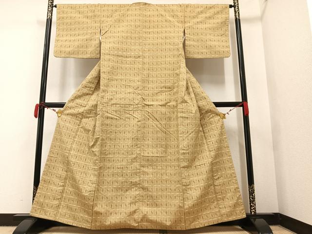 平和屋着物●上質な紬 格子 正絹 逸品 AAAW1837ph
