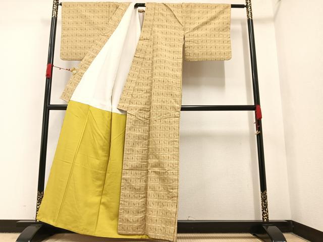 平和屋着物●上質な紬 格子 正絹 逸品 AAAW1837ph