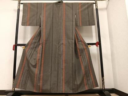 平和屋着物●上質な紬　間道　正絹　逸品　AAAW1843ph