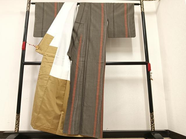 平和屋着物●上質な紬　間道　正絹　逸品　AAAW1843ph