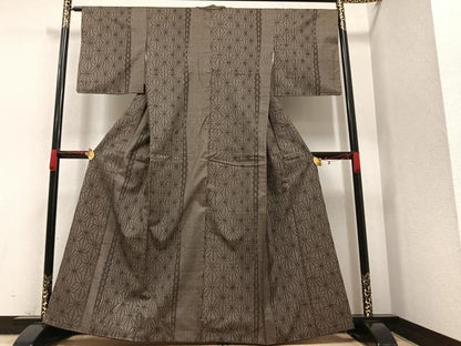 平和屋着物●本場大島紬　7マルキ　麻の葉間道　正絹　逸品　AAAW1865ph