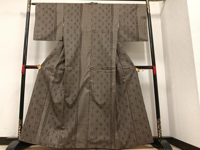 平和屋着物●本場大島紬　7マルキ　麻の葉間道　正絹　逸品　AAAW1865ph