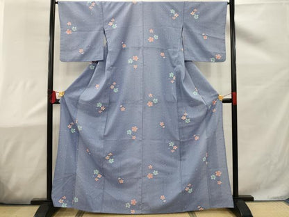 平和屋着物▽小紋 単衣 舞花文 洗える着物 AAAW1957sx