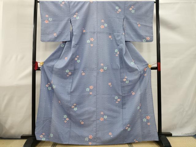 平和屋着物▽小紋 単衣 舞花文 洗える着物 AAAW1957sx