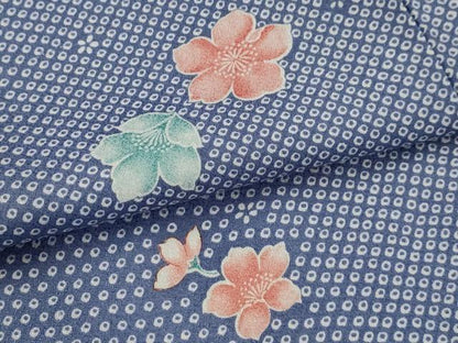 平和屋着物▽小紋 単衣 舞花文 洗える着物 AAAW1957sx