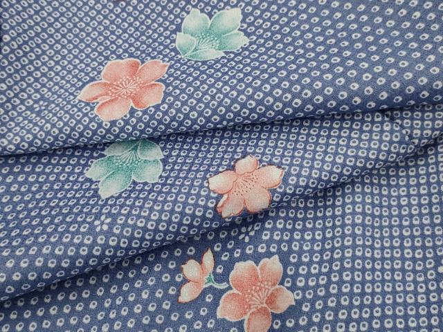 平和屋着物▽小紋 単衣 舞花文 洗える着物 AAAW1957sx