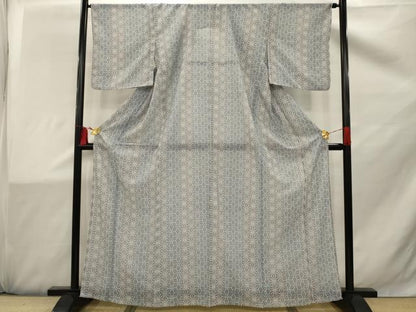 平和屋着物▽小紋 単衣 麻の葉文様 洗える着物 AAAW2080sx