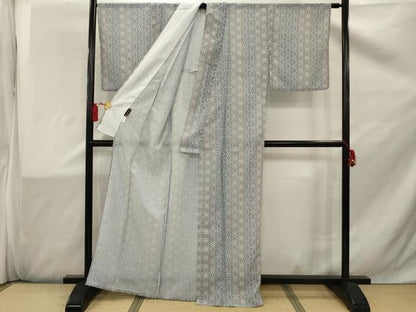 平和屋着物▽小紋 単衣 麻の葉文様 洗える着物 AAAW2080sx