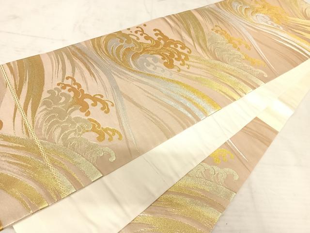 平和屋着物◎六通柄袋帯 立波文 金銀糸 正絹 逸品 AAAW2354yx