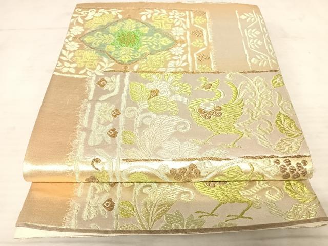 平和屋着物◎六通柄袋帯 鳳凰更紗花文 金銀糸 正絹 逸品 AAAW2355yx