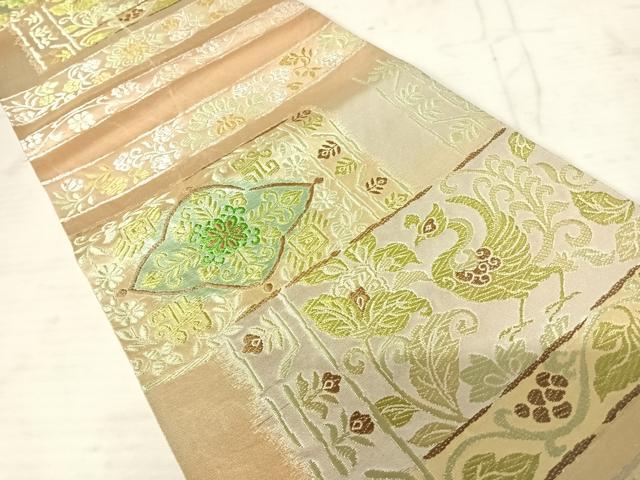 平和屋着物◎六通柄袋帯 鳳凰更紗花文 金銀糸 正絹 逸品 AAAW2355yx