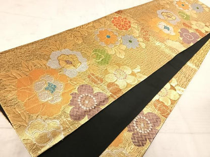 平和屋着物◎六通柄袋帯 舞花文 金銀糸 正絹 逸品 AAAW2372yx