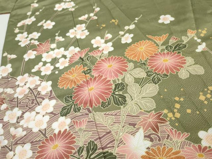 平和屋着物●H・L（アッシュエル）　HENRI-LUC CHAPUIS　訪問着　枝花文　暈し染め　洗える着物　AAAW2675cs
