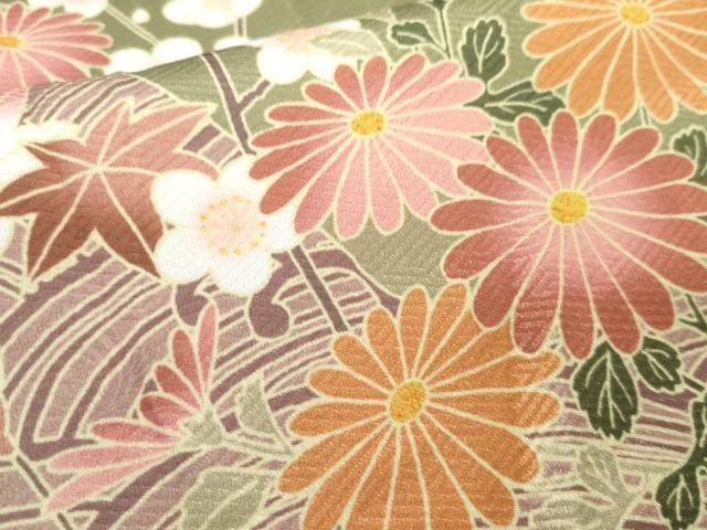 平和屋着物●H・L（アッシュエル）　HENRI-LUC CHAPUIS　訪問着　枝花文　暈し染め　洗える着物　AAAW2675cs