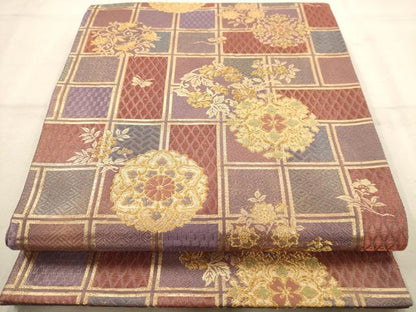 平和屋着物◎六通柄袋帯 唐織 更紗花蝶文 正絹 逸品 AAAW2721dt