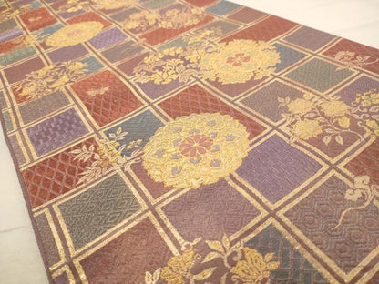平和屋着物◎六通柄袋帯 唐織 更紗花蝶文 正絹 逸品 AAAW2721dt