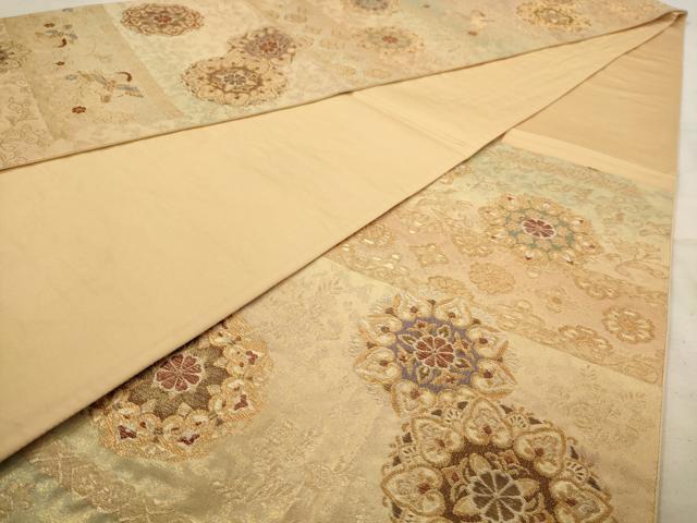 平和屋着物◎六通柄袋帯 花鳥文 金糸 正絹 逸品 AAAW2734dt