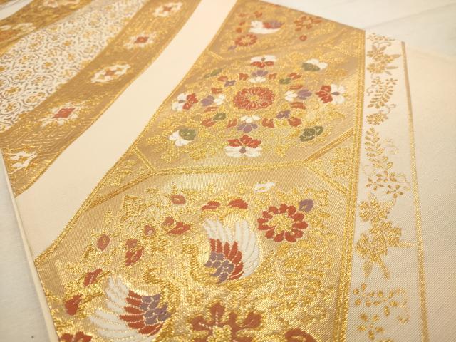 平和屋着物◎六通柄袋帯 唐織 正倉院花文 金糸 正絹 逸品 AAAW2738dt