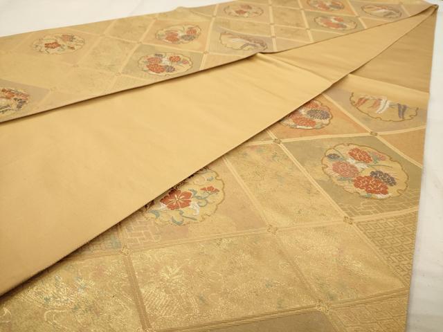 平和屋着物◎六通柄袋帯 天井花文 金糸 引箔 正絹 逸品 AAAW2753dt