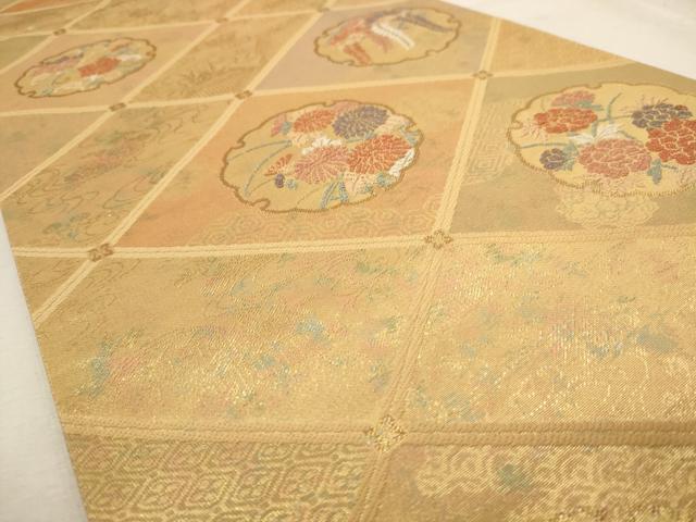 平和屋着物◎六通柄袋帯 天井花文 金糸 引箔 正絹 逸品 AAAW2753dt